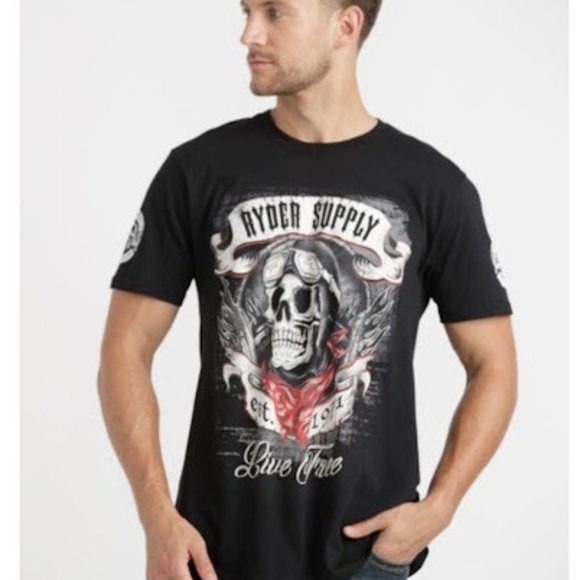 2XL💀 T-shirt Motorcycle Biker Ryder Supply "Life to Ride" Skull Graphic … - Picture 1 of 8
